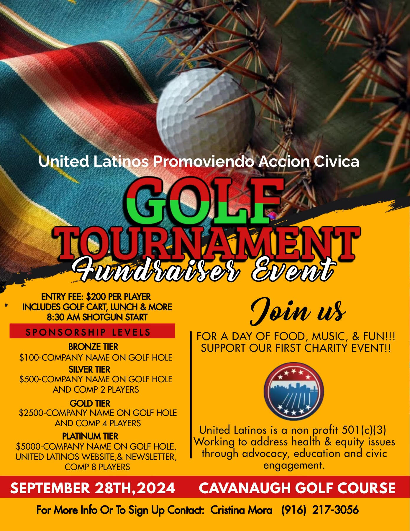 Sept. 28 – United Latinos Golf Tournament Fundraiser