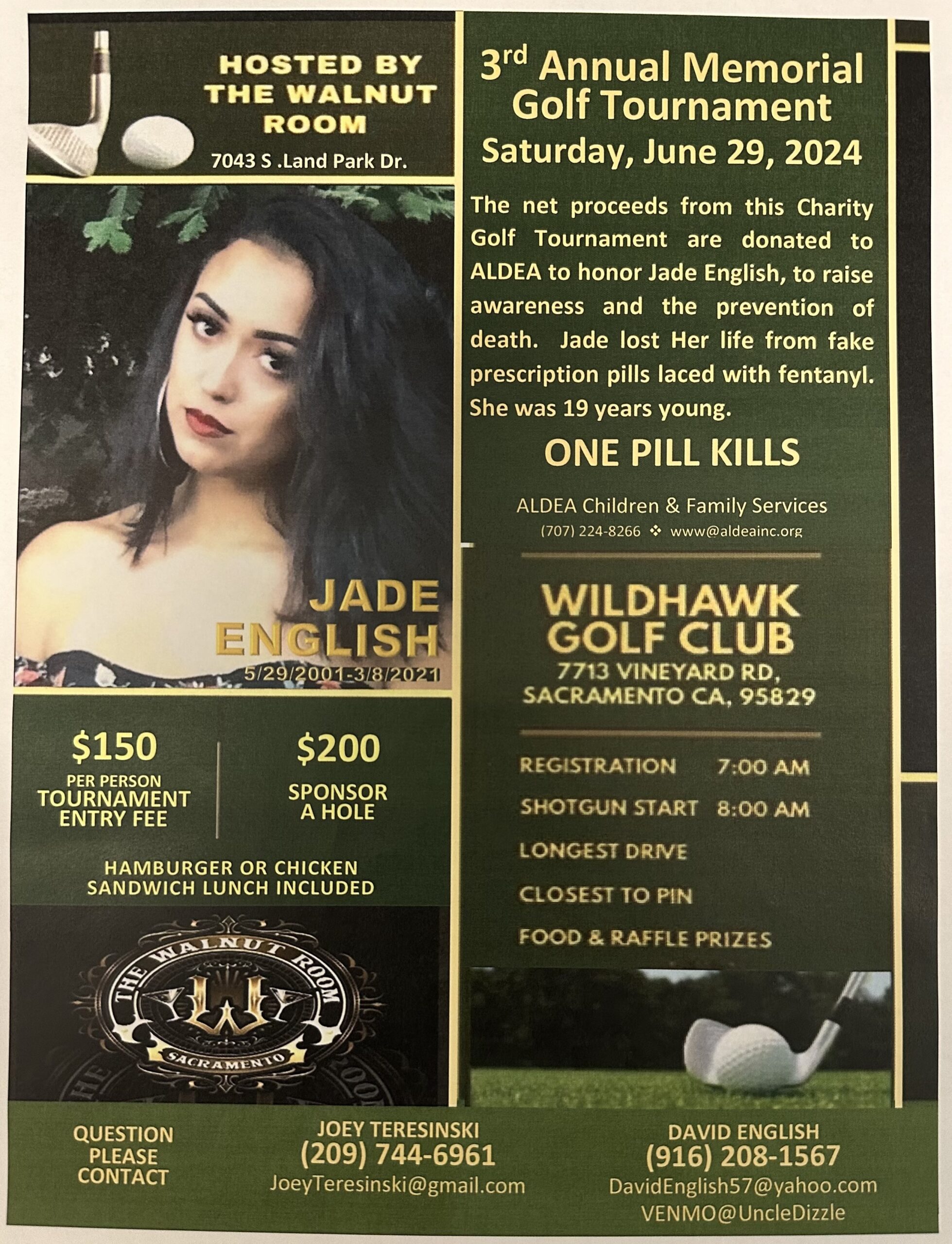 June 29th Memorial Golf Tournament for Jade English